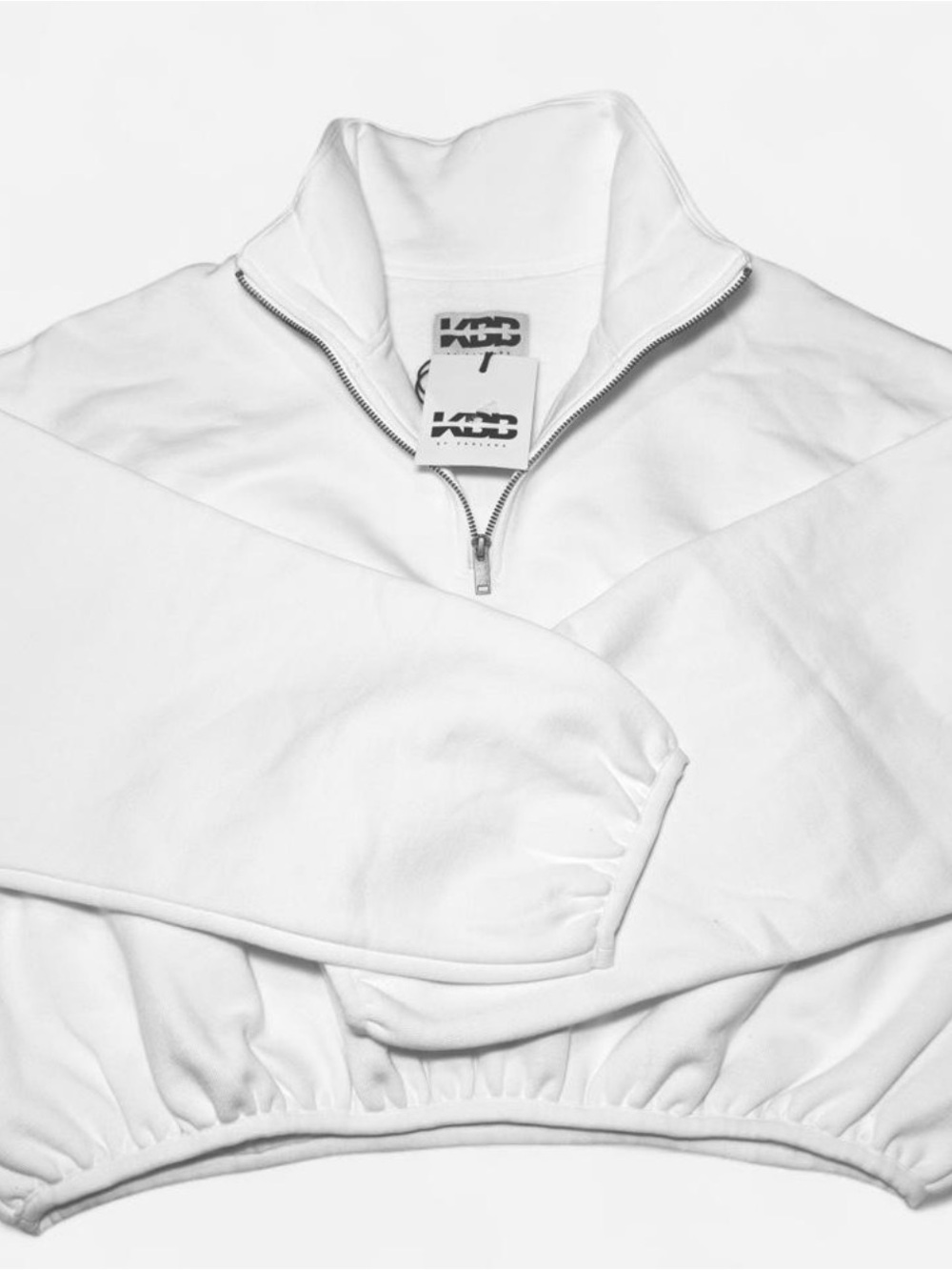 KBB by Kahlana White Quarter Zip Cropped Pullover Sweatshirt NWT Size 1XL
